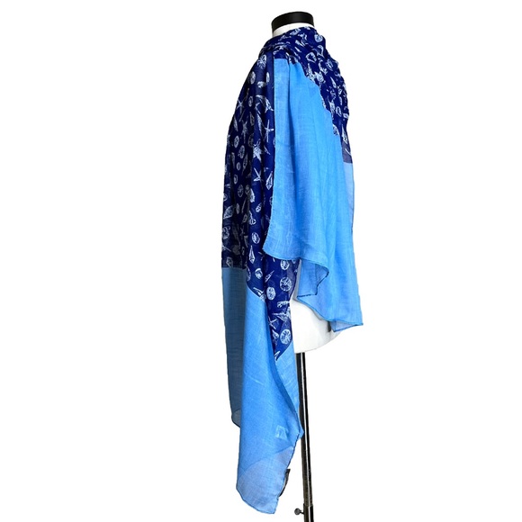 Tommy Bahama Blue Shell Scarf Treasure Beach THW71831 Sarong Cover-Up Coastal - Picture 2 of 13